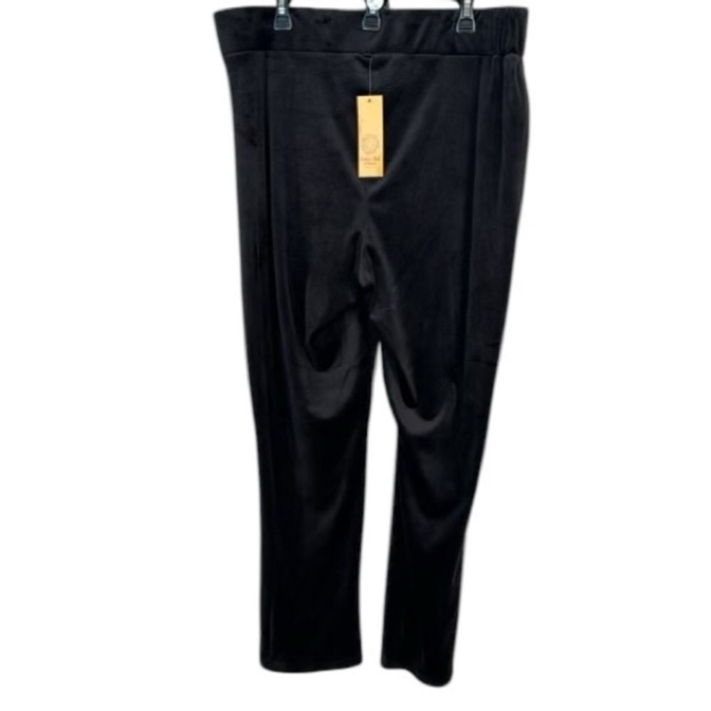 Ruby Rd pants velvet stretch black soft pull on high elastic waistband 2X